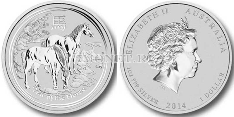 монета Австралия 1 доллар 2014 год лошади инверсивный PROOF в капсуле