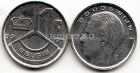 монета Бельгия 1 франк 1989-1993 годы Король  Бельгии Бодуэн I, надпись на нидерландском  — «BELGIE»