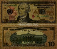 США 10 долларов сувенирная банкнота, металлизированный пластик