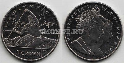 монета Остров Мэн 1 крона 2012 год олимпиада - гребля