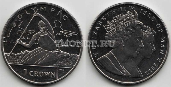 монета Остров Мэн 1 крона 2012 год олимпиада - гребля