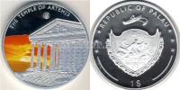 монета Палау 1 доллар 2009 год серия "Семь чудес света Древнего Мира" Храм Артемиды в Эфесе