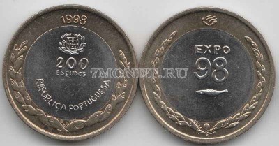 монета Португалия  200 эскудо 1998 год ЭКСПО биметалл