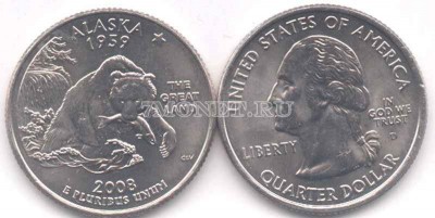 США 25 центов 2008 года Аляска