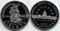 монета США 1/2 доллара 1989 год 200 лет конгрессу PROOF