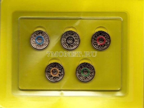 Австралия набор из 5-ти монет 2 доллара 2016 год Олимпиада в РИО, цветные, в буклете