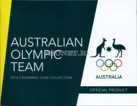 Австралия набор из 5-ти монет 2 доллара 2016 год Олимпиада в РИО, цветные, в буклете