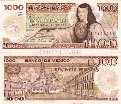 бона Мексика 1000 песо 1985 год