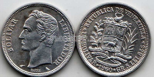 монета Венесуэла 1 боливар 1960 год