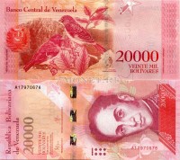банкнота Венесуэла 20 000 боливаров 2016 год Чиж