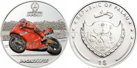 монета Палау 1 доллар 2009 год Чемпионат мира по Супербайку 2008, Дукати. Кейси Стоунер