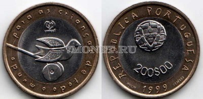 монета Португалия  200 эскудо 1999 год ЮНИСЕФ