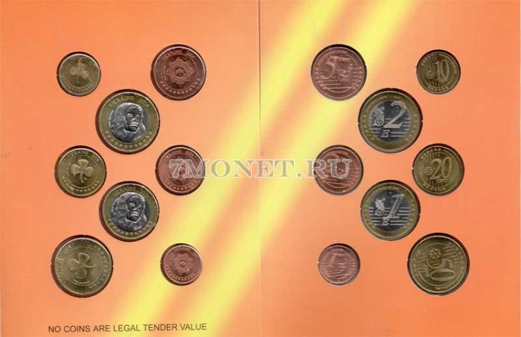 ЕВРО пробный набор из 8-ми монет Украина 2004 год, в буклете