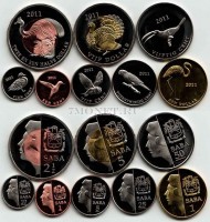 Остров Саба набор из 8-ми монет 2011 год птицы