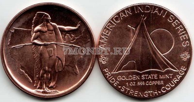 жетон США вождь индейцев в шкуре