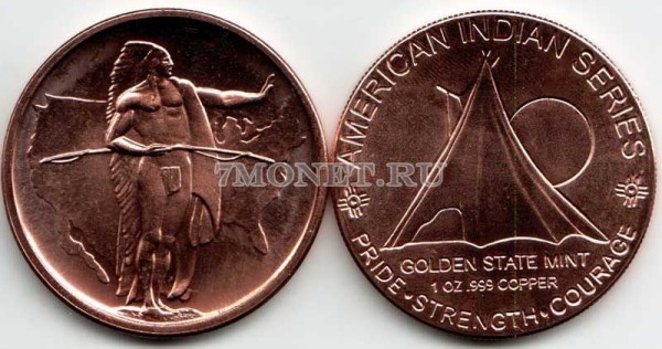 жетон США вождь индейцев в шкуре