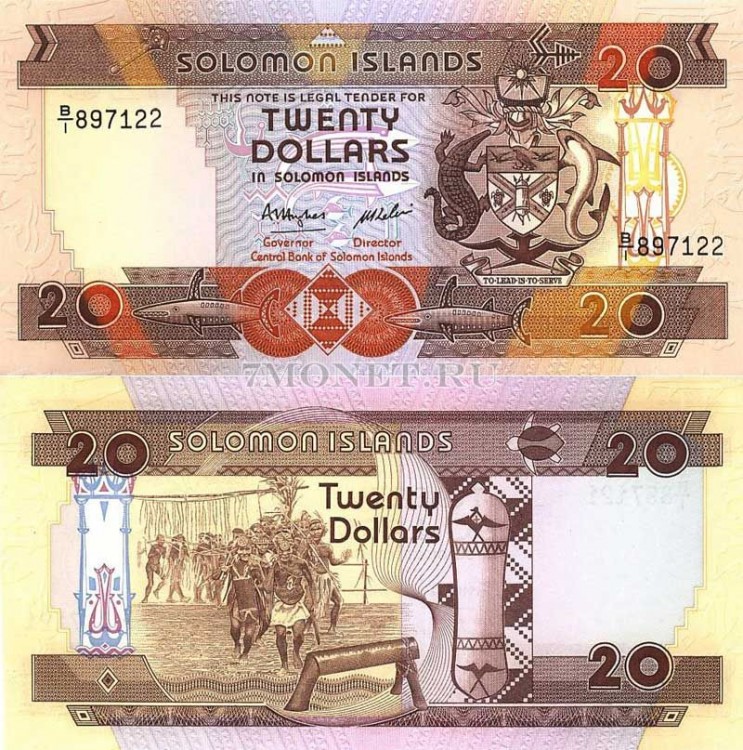 бона Соломоновы острова 20 долларов 1986 год