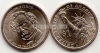 США 1 доллар 2010 год Франклин Пирс
