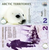 бона Арктика 2 доллара 2010 год Морской котик, пластик