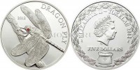 монета Токелау 5 долларов 2012 год Стрекоза, PROOF