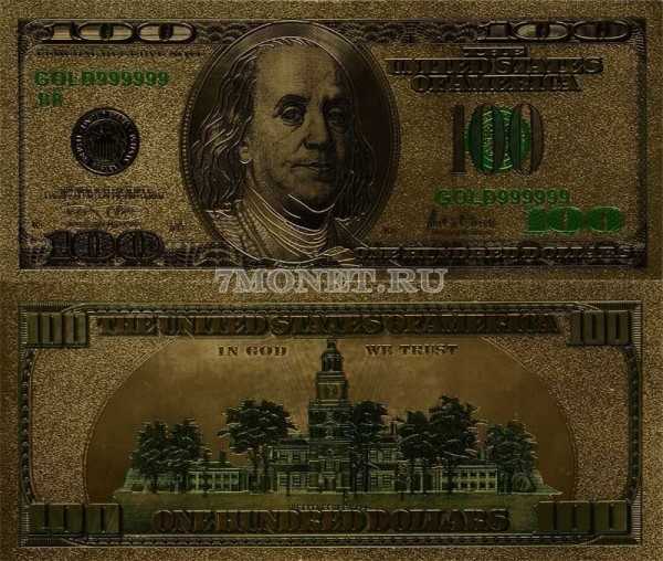 США 100 долларов сувенирная банкнота, металлизированный пластик