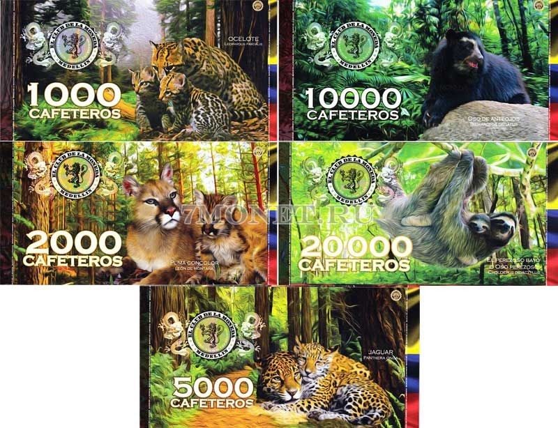 Колумбия набор из 5-ти банкнот 2015 год Фауна