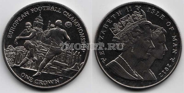 монета Остров Мэн 1 крона 2012 год чемпионат Европы по футболу - борьба за верховой мяч