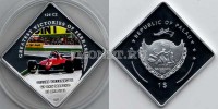 монета Палау 1 доллар 2011 год серия "Великие победы Феррари" - «Ferrari 126 С2» - победитель гонки 25 апреля 1982 года Жиль Вильнёв