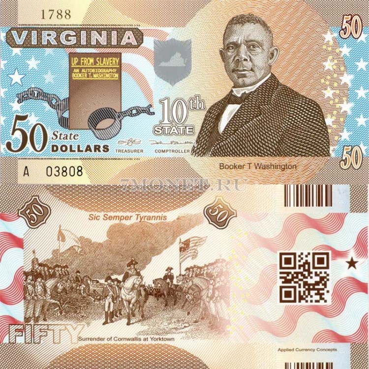 бона США 50 долларов 2013 год штат Виргиния, Букер Талиафер Вашингтон