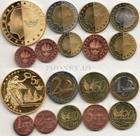 Швеция (Sverige) ЕВРО пробный набор из 9-ми монет 2003 год, в банковской коробке