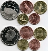 Остров Ланди набор из 5-ти монет 2011 год