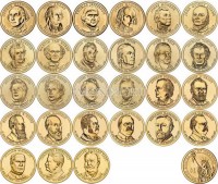 США набор из 39-ти монет 1 доллар 2007 - 2016 гг. Президенты США (полный)