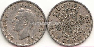 монета Великобритания 1/2 кроны 1950 год Георг VI