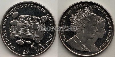 монета Британские территории индийского океана 2 фунта 2012 год Бракосочетани...