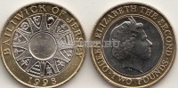 монета Джерси (в составе Великобритании) 2 фунта 1998 год