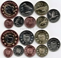 Фарерские Острова набор из 8-ми монет 2011 год