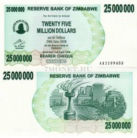 бона Зимбабве 25 миллионов долларов 2008 год чек на предъявителя до 30.06.08