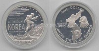 монета США 1 доллар 1991 год P война в Корее