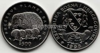 монета Босния и Герцеговина 500 динар 1995 год Сохраним планету Земля. Еж с ежатами