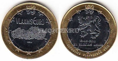 монета Фландрия 1 евро 2010 год