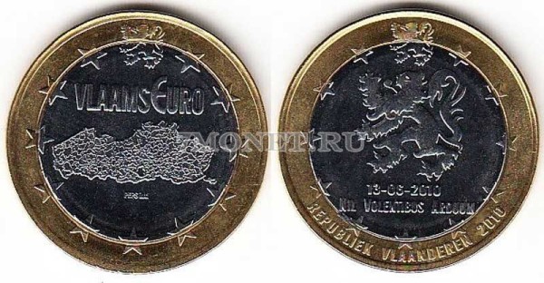 монета Фландрия 1 евро 2010 год