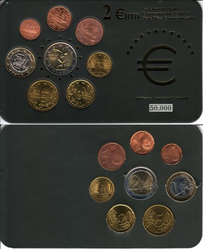 ЕВРО набор из 8-ми монет Греция в пластиковой упаковке 2