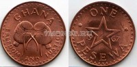 монета Гана 1 песева 1967 год национальные ручные (кистевые) барабаны