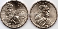 монета США 1 доллар 2018D год Сакагавея, серия Коренные американцы - Джим Торп