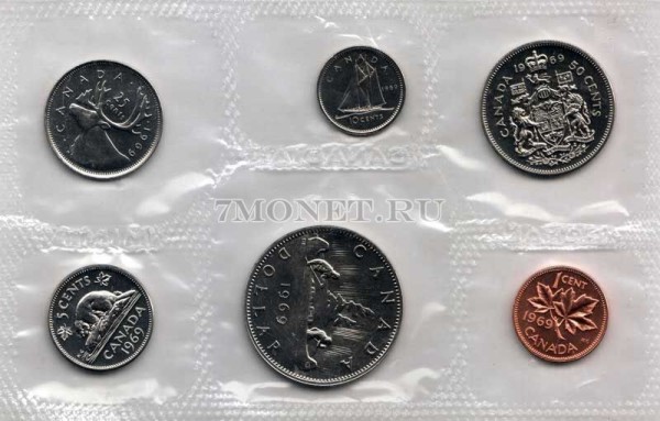 Канада годовой набор из 6-ти монет 1969 год в банковской запайке
