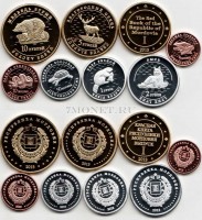 республика Мордовия набор из 8-ми монетовидных жетонов 2013 года серии "Красная книга Мордовии" животные