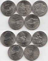 США набор из 5-ти монет 5 центов