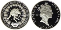 монета Австралия 5 долларов 2000 год Летние олимпийские игры 2000 г. в Сиднее. Кенгуру
