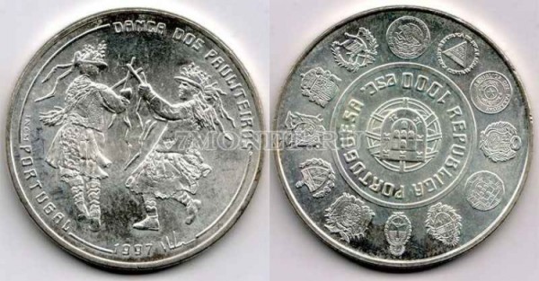 монета Португалия 1000 эскудо 1997 год танцоры