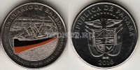 монета Панама 1/4 бальбоа 2016 год Первый транзит через Панамский канал. Корабль